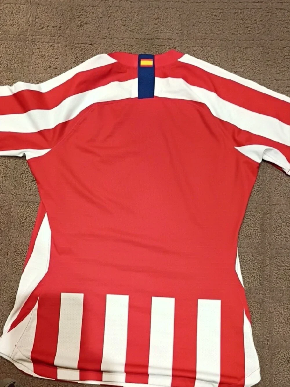 Nike Kids Red and White Striped Soccer Jersey with Club Crest